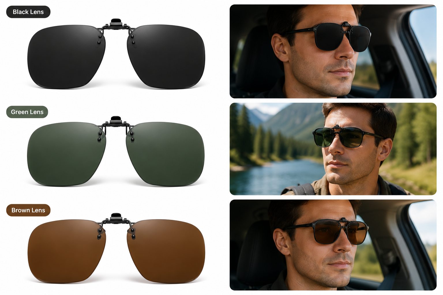 Polarized Clip-On Sunglasses